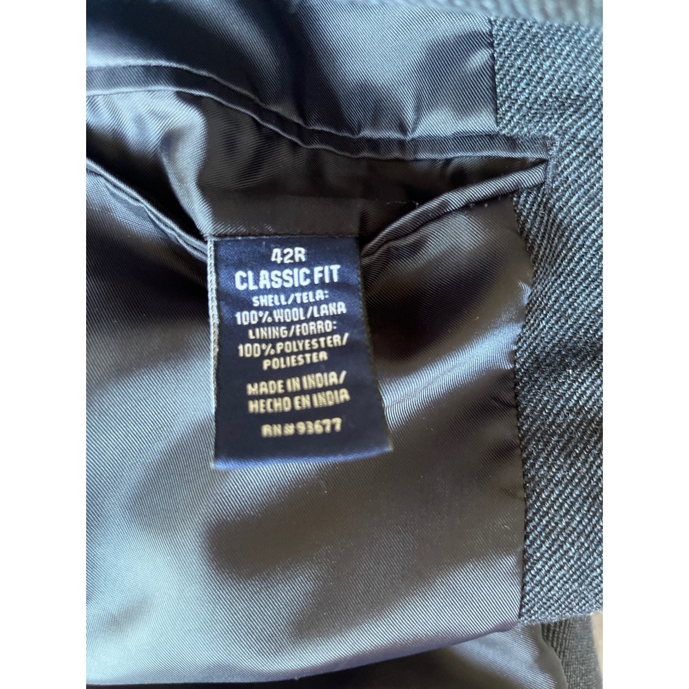 Stafford Essentials Mens 42R Wool Blazer Charcoal Gray Sport Coat - Picture 4 of 5